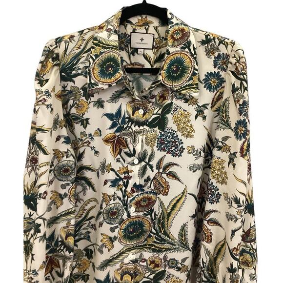 Tuckernuck Sharp Floral Serena Blouse Button Front Long Sleeve Size XL - Picture 6 of 16